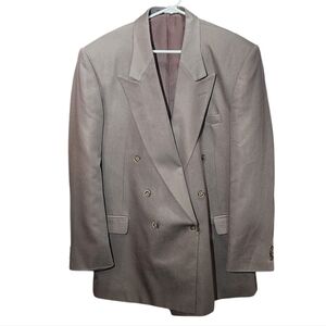 Vintage 80s/90s Raffinati Double-Breasted Suit Jacket – 46L Taupe Gray Blazer